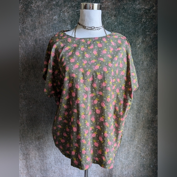 Vintage Oversized Cotton Floral Handmade Top - Picture 2 of 5